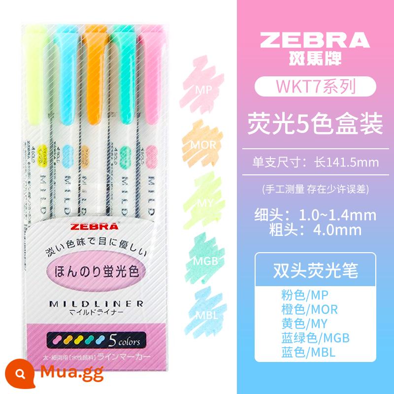 [Tự vận hành] Bút dạ quang mềm hai đầu dòng Mildliner dòng Zebra (ZEBRA) bút đánh dấu dòng đơn sắc bút đánh dấu học sinh WKT7 - Bộ đèn huỳnh quang 5 màu