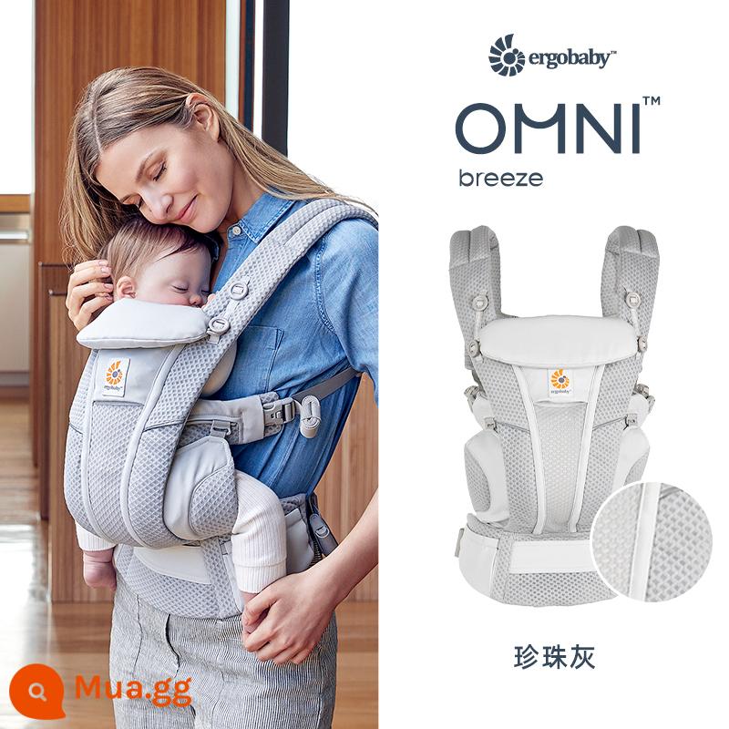 [Tự vận hành] Túi đựng đồ cho bé hai con chó ergobaby gió ergobaby của Mỹ omni thoáng khí kiểu ôm trước sơ sinh - [Phong cách nóng bỏng] làn gió siêu thoáng khí-Xám ngọc trai