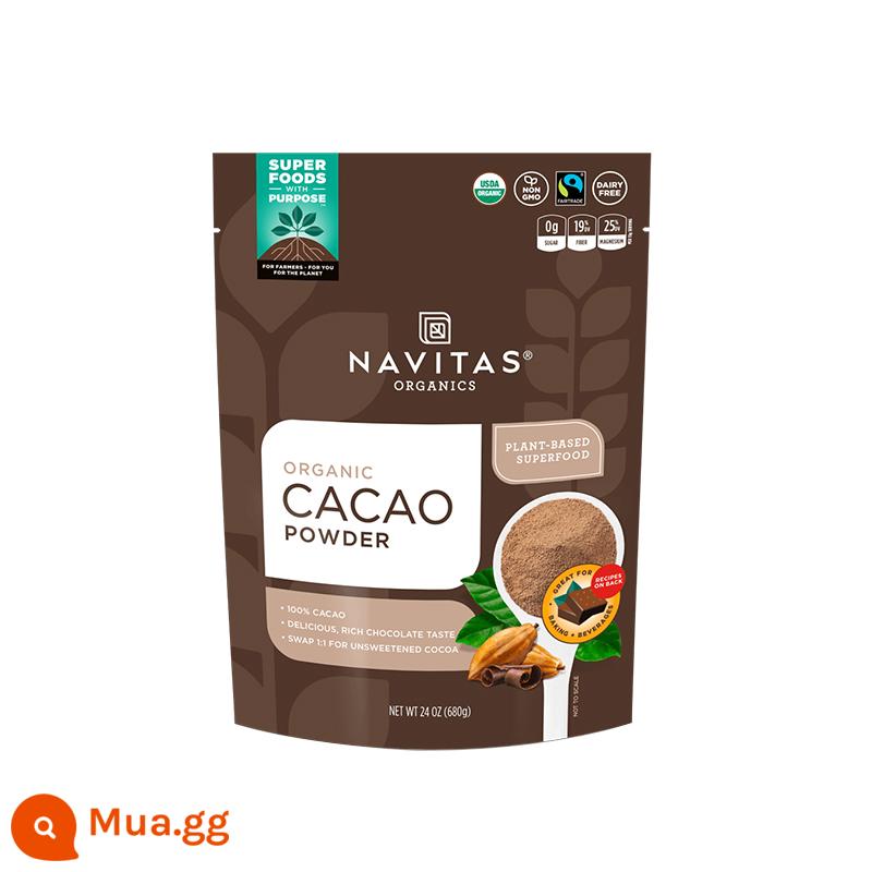 [Tự vận hành] Bột ca cao Navitas của Mỹ nướng đồ uống ủ nguyên chất Cacao ketogenic không chứa sucrose nguyên chất không bị kiềm hóa - Bột cacao nguyên chất 680g