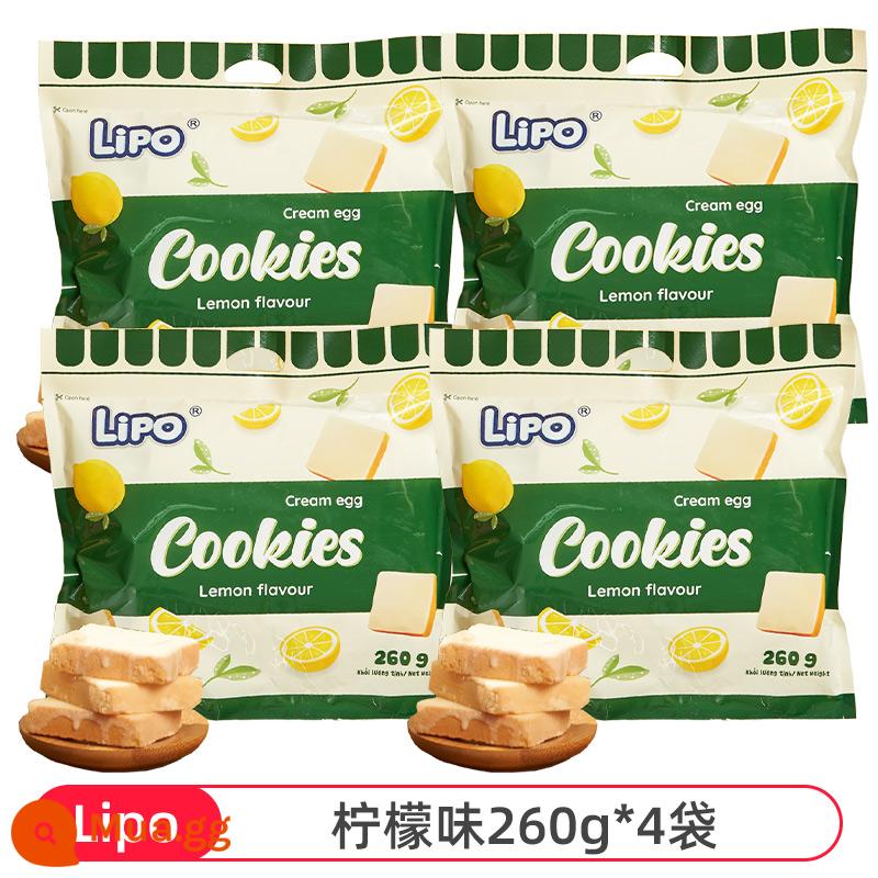 [Tự vận hành] Bánh quy sữa nhập khẩu lipo rusk Việt Nam ăn sáng đồ ăn nhẹ thông thường màu đỏ - Hương chanh 260g*4 túi