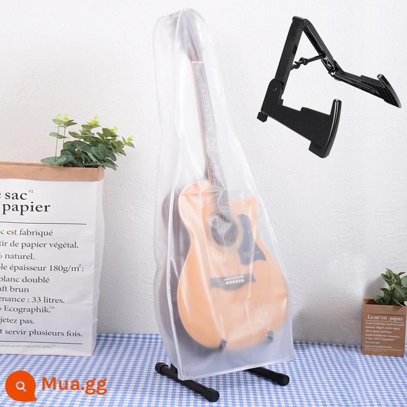 Đàn Guitar Điện Bụi Chống Nước Bao Ballad Trong Suốt Mờ Bao Đàn Guitar Dày Bên Ngoài Nhà Vị Trí Bộ Đàn Guitar Gỗ - Bìa dân gian mờ + Chân đế Anoma AGS-02