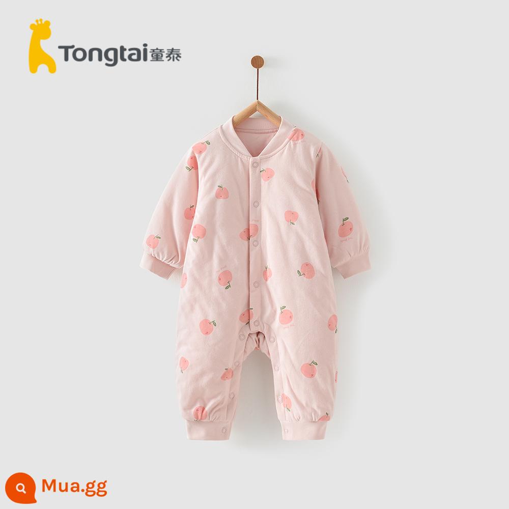 Tongtai mùa thu và mùa đông mới cho bé cotton quần áo sơ sinh chần gòn áo liền quần liền quần nam và nữ cotton mỏng cho bé áo liền quần - Táo hồng (phiên bản folio)