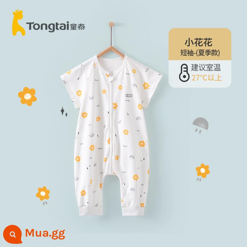 Tongtai bốn mùa bé trai và bé gái túi ngủ cotton nguyên chất chia chân dây kéo đôi với chăn chống giật chống giật - Xiaohuahua (kiểu mùa hè tay ngắn)