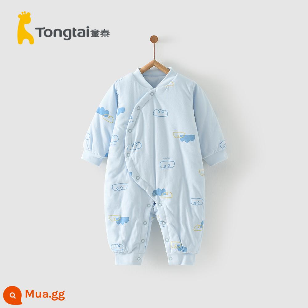 Tongtai mùa thu và mùa đông mới cho bé cotton quần áo sơ sinh chần gòn áo liền quần liền quần nam và nữ cotton mỏng cho bé áo liền quần - Mây xanh (kiểu offset)