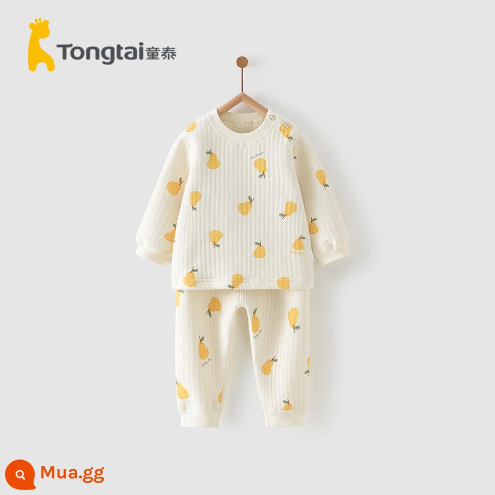 Tongtai thu đông 3 tháng - 3 tuổi trẻ sơ sinh và trẻ nhỏ cotton dài tay ấm áp mặc nhà hở vai Bộ đồ lót hở vai - màu vàng