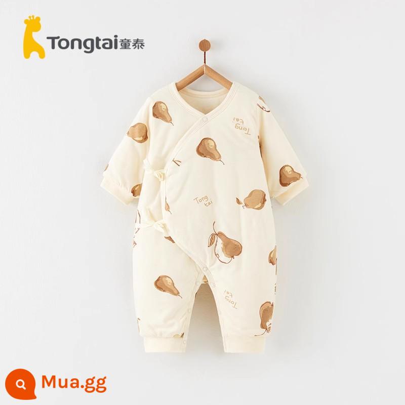 Tongtai mùa thu và mùa đông bé sơ sinh trẻ em bé trai và bé gái quần áo trẻ em cotton nguyên chất dày jumpsuit ấm mỏng bông áo liền quần cotton áo khoác - Lê nâu