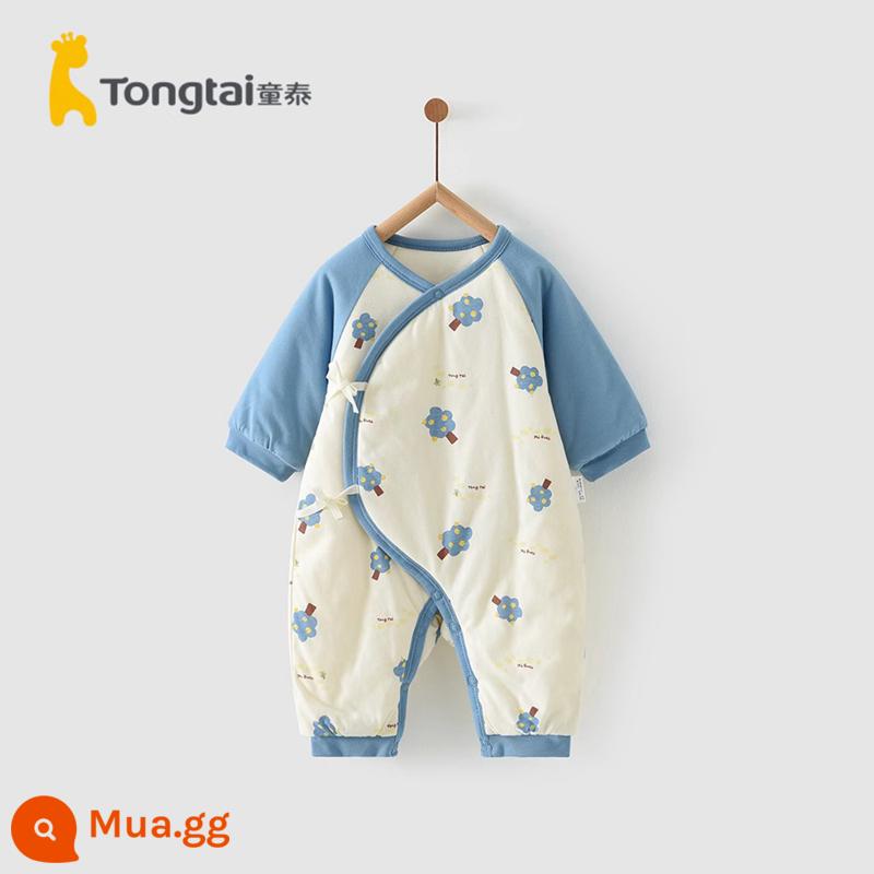 Tongtai mùa thu đông 0-6 tháng sơ sinh bé trai và bé gái quần áo trẻ em cotton mỏng bướm áo liền quần cotton nguyên chất dày dặn áo liền quần - Áo khoác bướm cotton mỏng-Xiaoshu