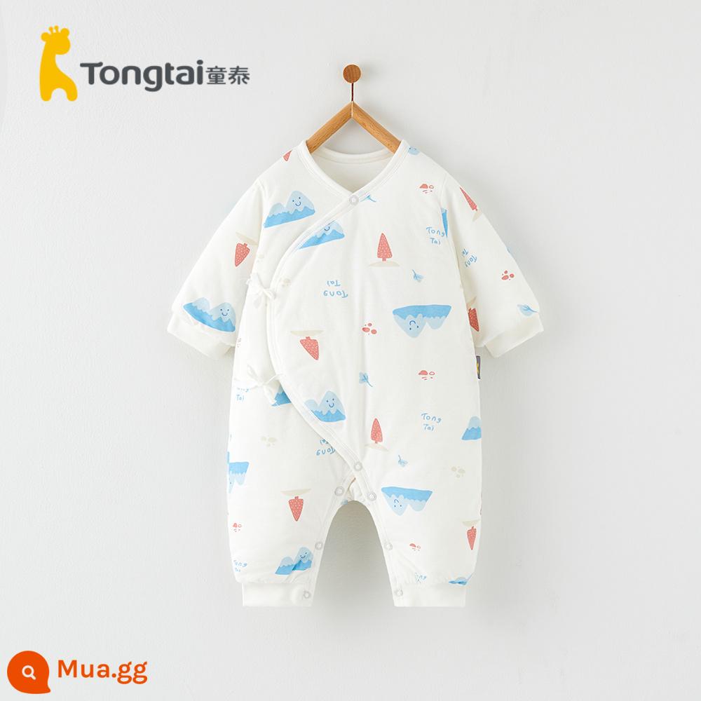 Tongtai mùa thu và mùa đông bé sơ sinh trẻ em bé trai và bé gái quần áo trẻ em cotton nguyên chất dày jumpsuit ấm mỏng bông áo liền quần cotton áo khoác - mây xanh