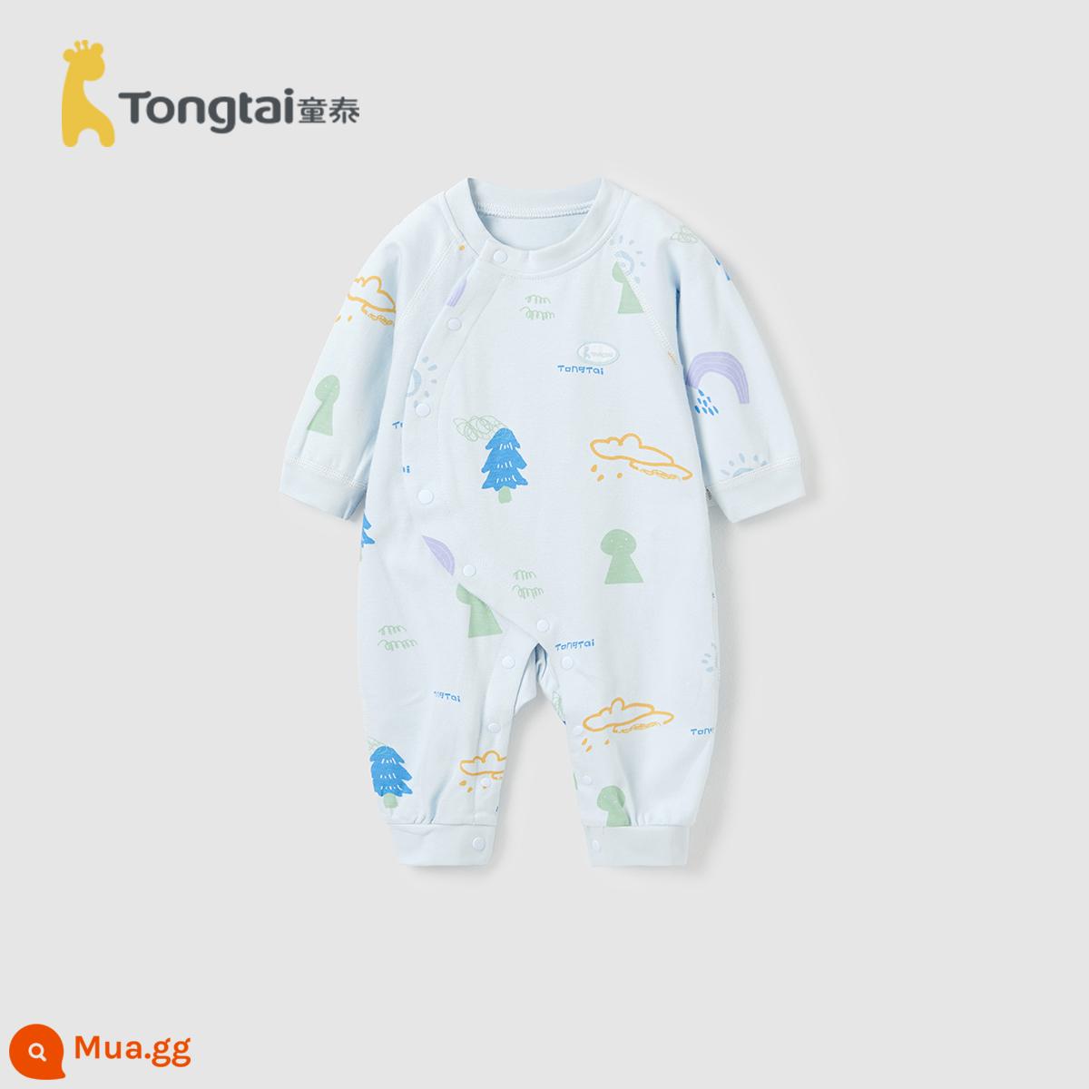 Tongtai bé jumpsuit mùa xuân và mùa thu cotton nguyên chất quần áo trẻ sơ sinh bé sơ sinh áo dây đồ ngủ trăng tròn nhà bò quần áo - rừng xanh