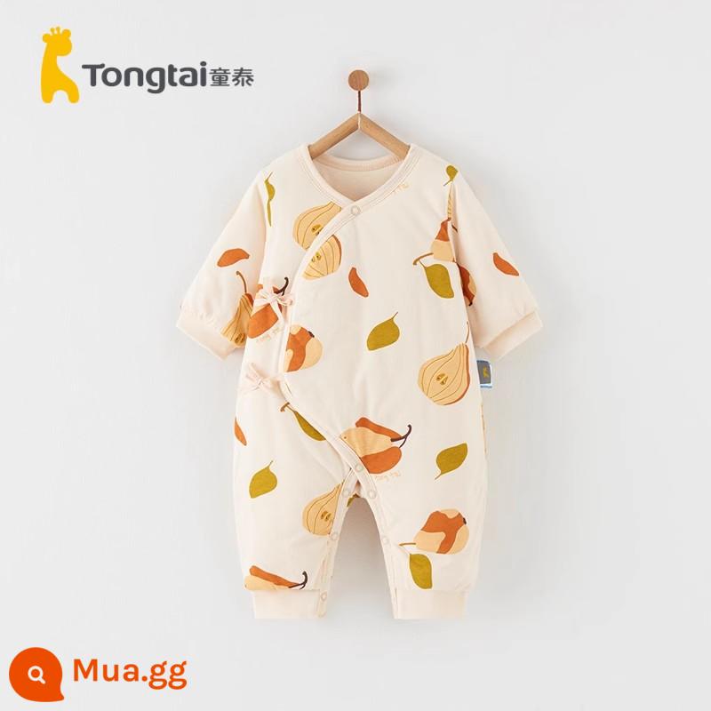 Tongtai mùa thu và mùa đông bé sơ sinh trẻ em bé trai và bé gái quần áo trẻ em cotton nguyên chất dày jumpsuit ấm mỏng bông áo liền quần cotton áo khoác - lê kaki