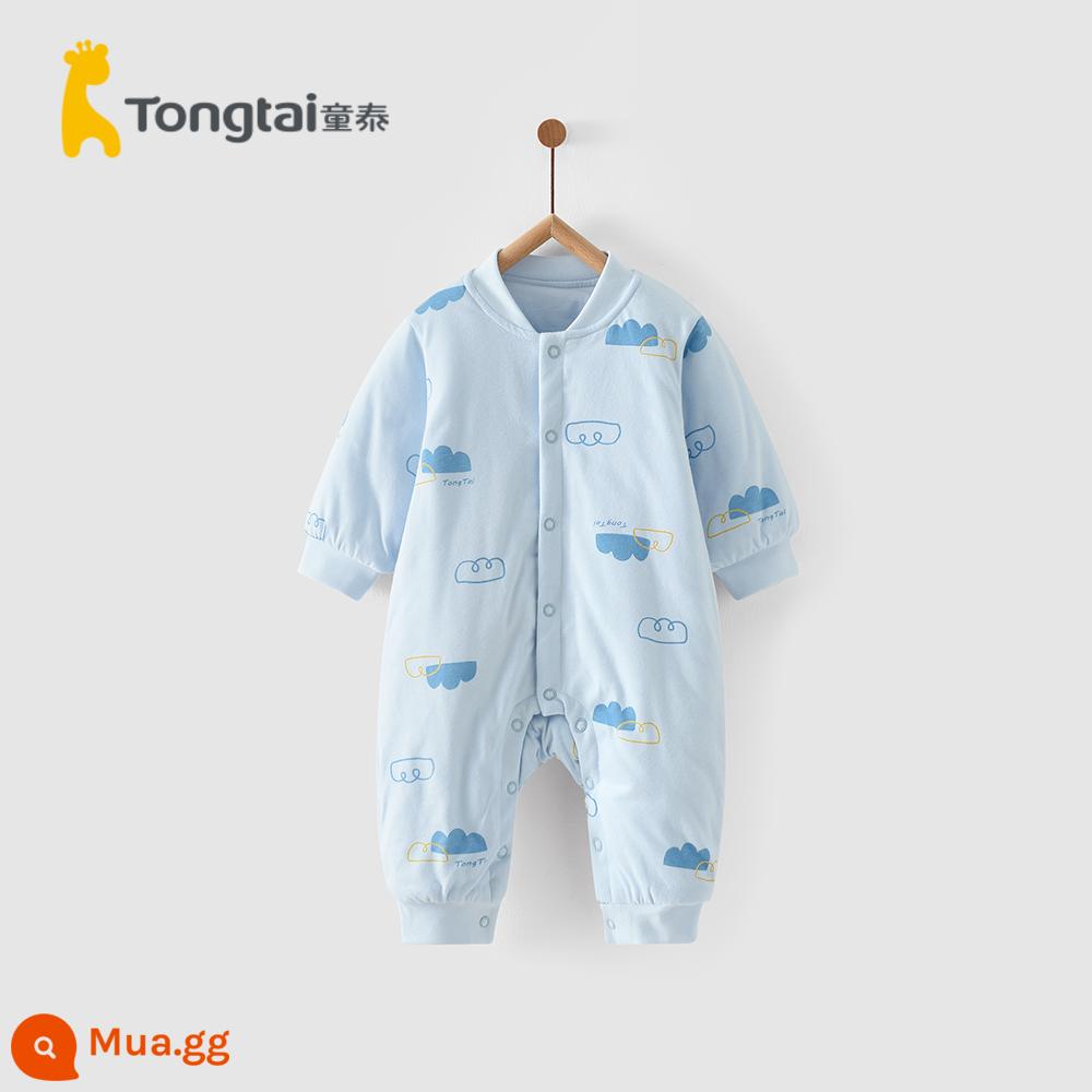 Tongtai mùa thu và mùa đông mới cho bé cotton quần áo sơ sinh chần gòn áo liền quần liền quần nam và nữ cotton mỏng cho bé áo liền quần - Những đám mây xanh đậm (phiên bản folio)