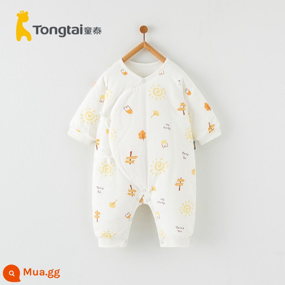 Tongtai mùa thu và mùa đông bé sơ sinh trẻ em bé trai và bé gái quần áo trẻ em cotton nguyên chất dày jumpsuit ấm mỏng bông áo liền quần cotton áo khoác - nắng ấm vàng