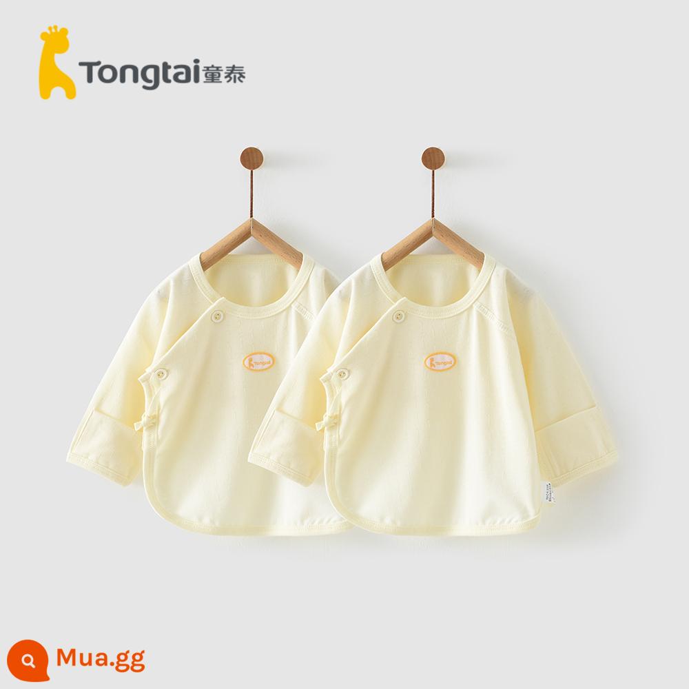 Tongtai sơ sinh quần áo bé nửa lưng quần áo bé sơ sinh, chất liệu cotton nhà sư quần áo bốn mùa quần lót - Màu vàng đặc (kiểu lưới bông mo)