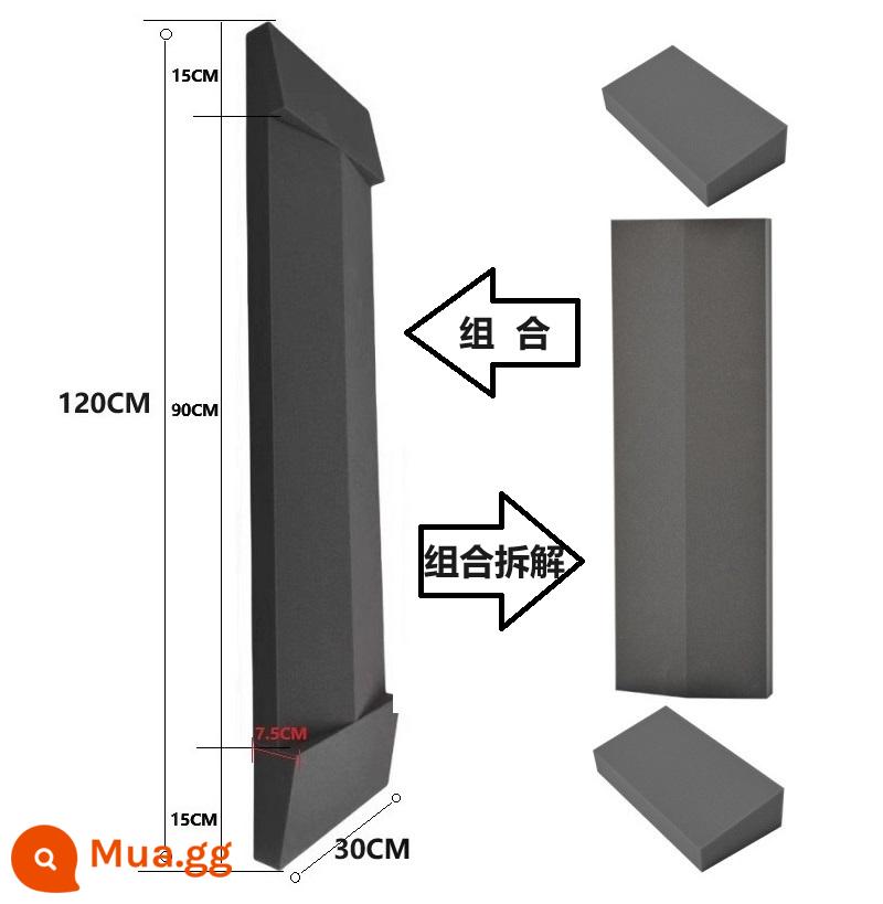 Rạp hát tại nhà HIFI phòng nghe nhìn phòng thu âm phòng thu âm trong nhà trang trí tường bên Mút xốp chống cháy hấp thụ âm thanh tự dính - Gạch 30*120 xám đậm (có keo)