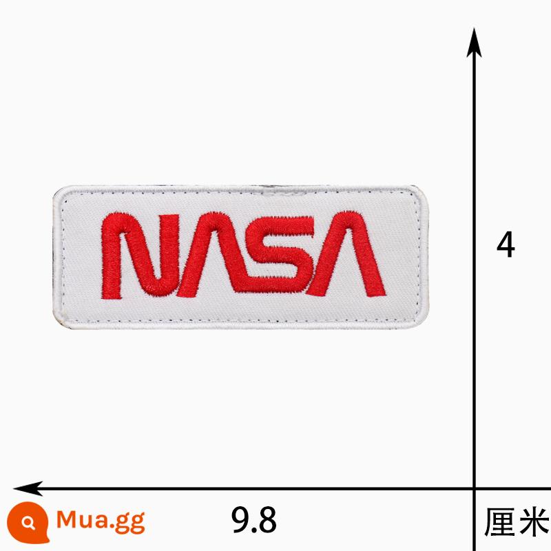 NASA Thêu Khóa Dán Băng Quân Đội Quạt Cấp Vai Quần Áo Ba Lô Huy Hiệu Cơ Quan Vũ Trụ Hoa Kỳ Nút Miếng Dán Chuyến Bay Vũ Trụ - Chữ màu đỏ của NASA trên nền trắng