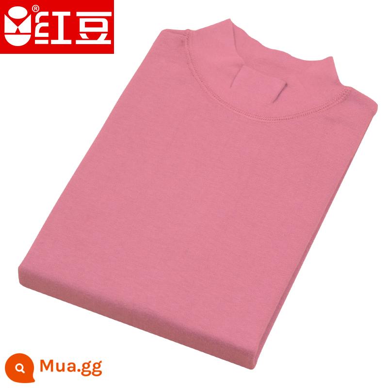 Hongdou mùa thu đông nam nữ trung niên và người cao tuổi cotton nguyên chất cổ cao cổ cao cổ thấp cổ tròn bộ quần áo mùa thu đồ lót áo - Cổ áo trung tâm của phụ nữ Bean Paste