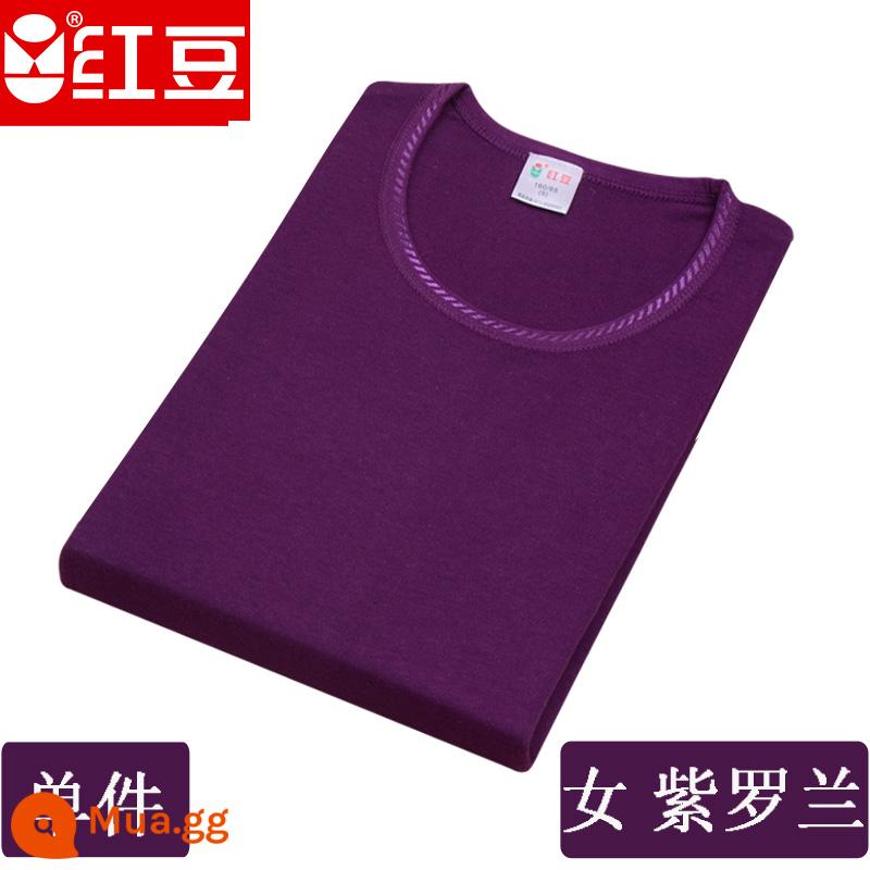 Hongdou mùa thu đông nam nữ trung niên và người cao tuổi cotton nguyên chất cổ cao cổ cao cổ thấp cổ tròn bộ quần áo mùa thu đồ lót áo - Áo cổ thấp nữ màu tím