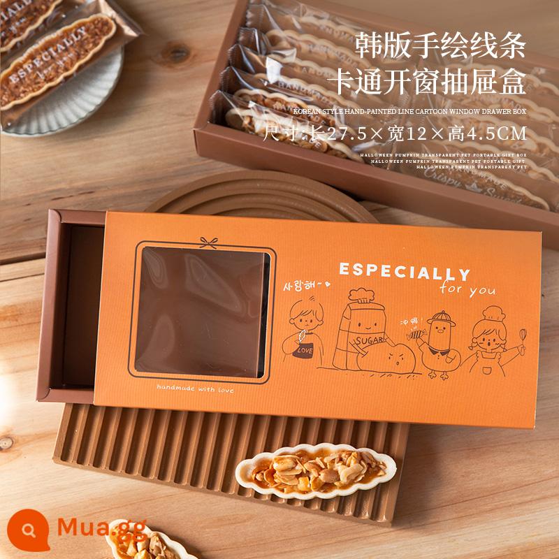 Gạo nếp thuyền bao bì túi bông tuyết nướng giòn vỏ bánh caramel hạnh nhân thuyền bánh niêm phong hộp lớn túi bánh quy tự niêm phong - Hộp cửa sổ vẽ tay màu đỏ tím 5