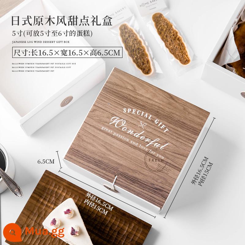 Gạo nếp thuyền bao bì túi bông tuyết nướng giòn vỏ bánh caramel hạnh nhân thuyền bánh niêm phong hộp lớn túi bánh quy tự niêm phong - 5 hộp quà tráng miệng kiểu khúc gỗ Nhật Bản (có thể chứa được 18 chiếc thuyền nếp)