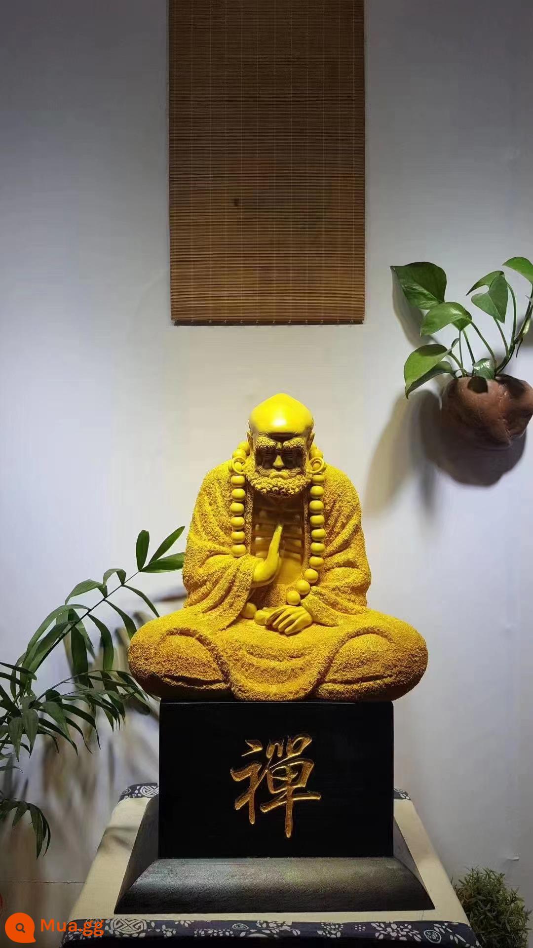 Đồ trang trí chạm khắc gốc Taihang Thuja, Quan Công, Thần tài, chạm khắc gỗ phòng khách, sảnh vào, Quan Vũ, di dời và khai trương công ty, đồ trang trí thủ công - Bồ Đề Đạt Ma (dài 30 rộng 22 cao 52)