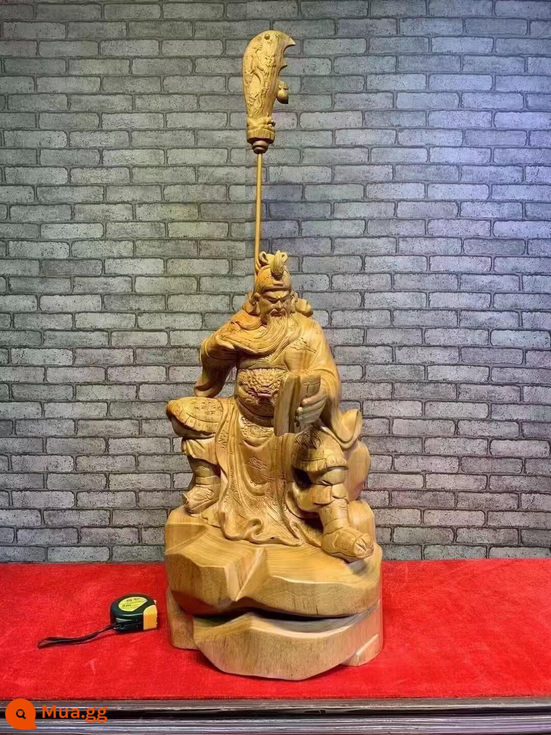 Đồ trang trí chạm khắc gốc Taihang Thuja, Quan Công, Thần tài, chạm khắc gỗ phòng khách, sảnh vào, Quan Vũ, di dời và khai trương công ty, đồ trang trí thủ công - Tài liệu Quan Công (dài 35, rộng 28, cao 59, cao 97 tính cả dao)