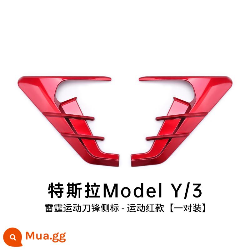 YZ phù hợp cho Tesla Model3/Y tấm lá camera giường túi bên nhãn dán phụ kiện sửa đổi trang trí - Model 3/Y Thunder Blade Side Markers-Mẫu màu đỏ thể thao [Cặp]