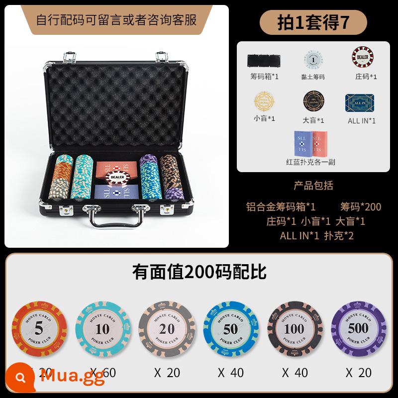 Texas Hold'em Chip Set Mạt Chược Phòng Chuyên Dụng Texas Hold'em Chip Coin Khăn Trải Bàn Texas Cao Cấp Code - Có chip set mệnh giá 200 miếng [3-6 người] và túi quà