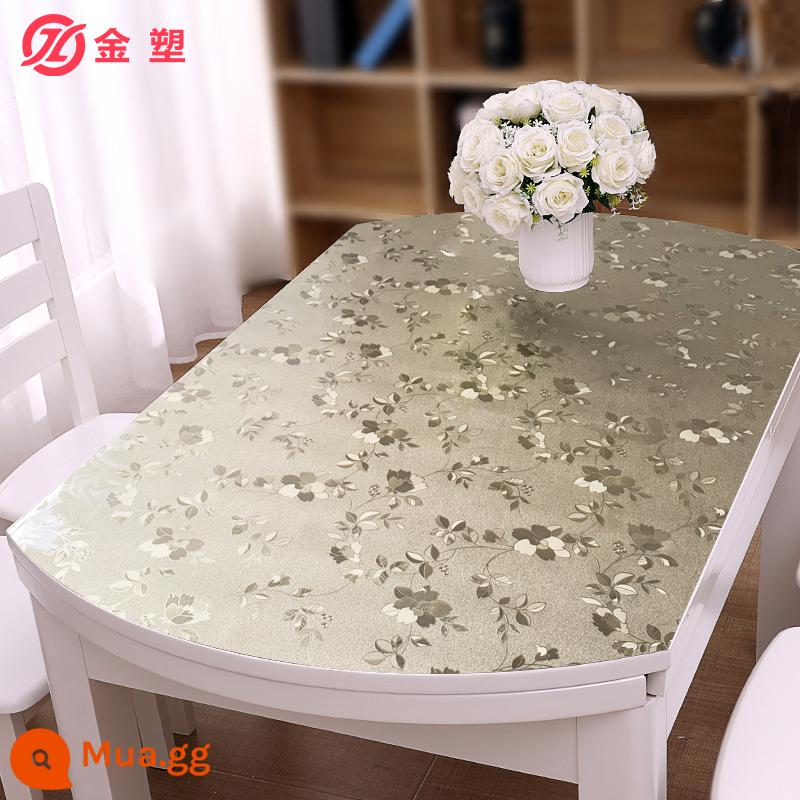 Thủy tinh mềm hình bầu dục PVC Tablecloth Waterproof Anti -hot Anti -hot -Free trong suốt Bàn đệm nhựa Bàn ăn nhựa Pad - Hoa vàng nhạt 1.5