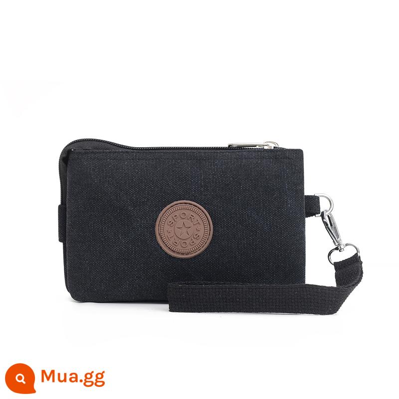 Mới Túi Xách Nam Túi Nam Công Suất Lớn Ví Cầm Tay Vải Bố Retro Clutch 3 Lớp Cổ Kẹp Túi - Túi xách ba tầng màu đen