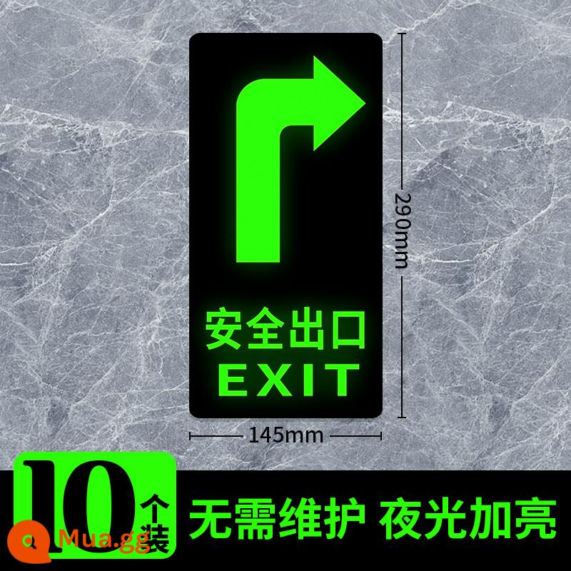 Biển báo thoát hiểm an toàn, biển báo cháy, biển chỉ dẫn, biển chỉ dẫn, dán thoát hiểm an toàn, tự phát sáng thoát hiểm, thoát hiểm, dán dạ quang, biển chỉ dẫn, biển cảnh báo lối đi cầu thang, biển phát quang - [Gói 10 miếng] Nhãn dán lối ra an toàn rẽ phải/sàn