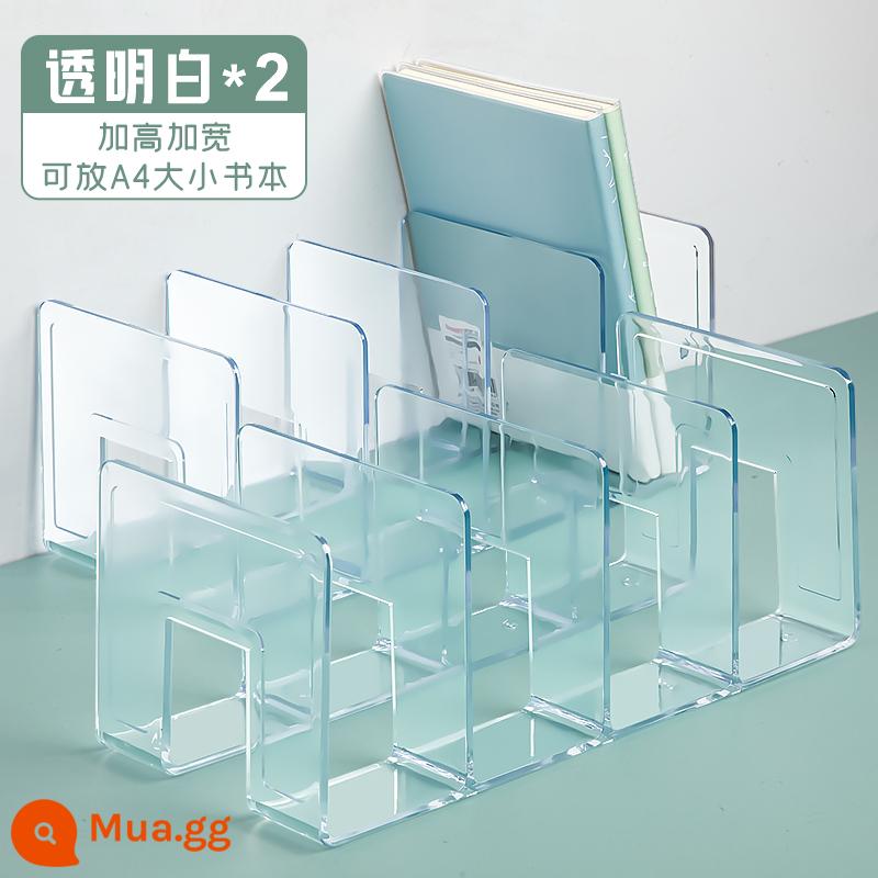 Giá tập tin acrylic lớn dày gấp bốn lần khung tập tin máy tính để bàn giá đỡ hộp lưu trữ tập tin giấy A4 dữ liệu sách lớp lưu trữ giá sách đứng tách cột phân loại hoàn thiện văn phòng vị trí giá đỡ - Khung tài liệu bốn cột/màu trắng trong suốt [nâng cấp chất liệu/cực dày]*2