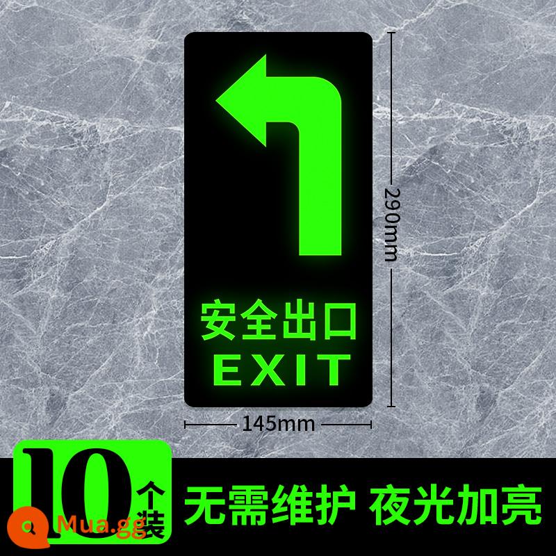 Biển báo thoát hiểm an toàn, biển báo cháy, biển chỉ dẫn, biển chỉ dẫn, dán thoát hiểm an toàn, tự phát sáng thoát hiểm, thoát hiểm, dán dạ quang, biển chỉ dẫn, biển cảnh báo lối đi cầu thang, biển phát quang - [Gói 10 miếng] Nhãn dán lối ra an toàn rẽ trái/sàn