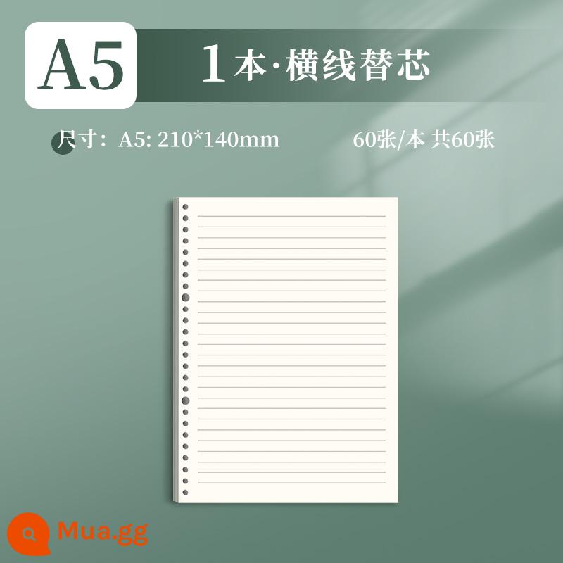 B5 không rời sách rời cuốn sổ cuộn có thể tháo rời a4 đơn giản ins gió học sinh trung học cơ sở giấy ghi chú bằng da mềm khóa vòng có thể tháo rời sổ lưới kỳ thi tuyển sinh đại học sổ nhật ký tùy chỉnh - A5→Nạp dòng ngang·1 bản [Ưu đãi đặc biệt giới hạn 5 miếng]