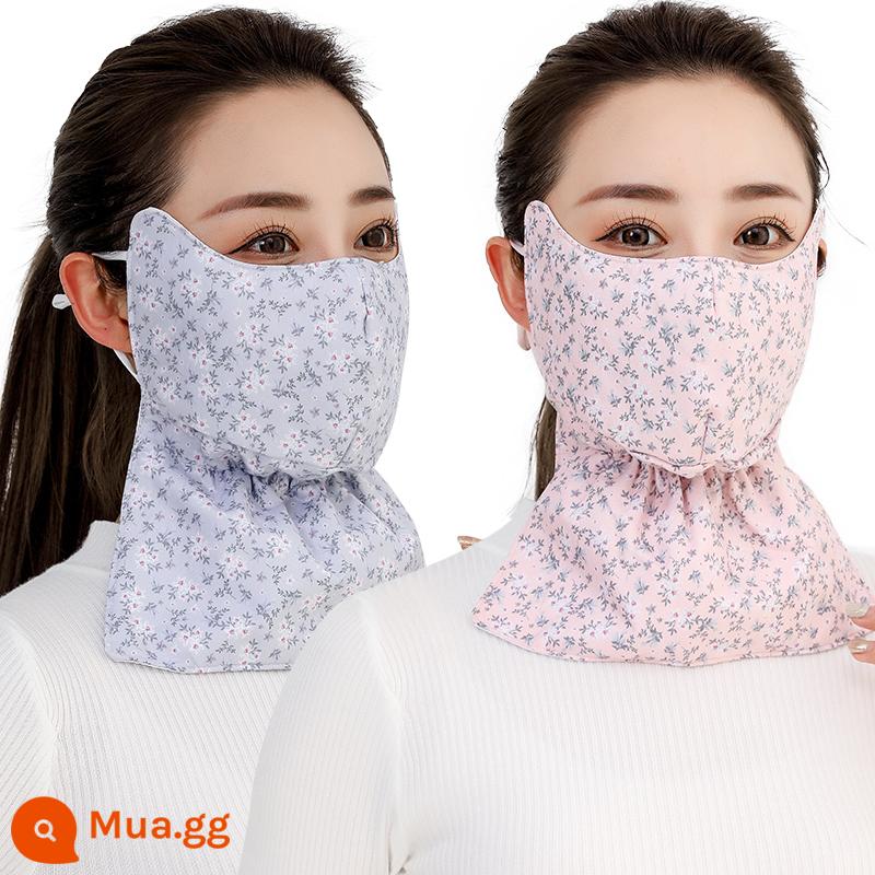 Mùa đông cotton nguyên chất dày mặt nạ ấm và lạnh cưỡi ngựa ngoài trời chống gió chống bụi có thể giặt được mặt nạ cổ mặt lớn - Mặt nạ hoa (nụ tuyết + xám) 2 gói