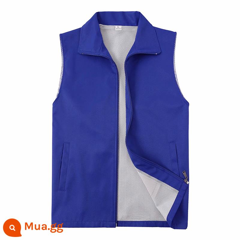 Áo vest tình nguyện in logo tùy chỉnh quảng cáo quần áo làm việc sự kiện đảng viên tình nguyện từ thiện áo vest đỏ tùy chỉnh - Áo vest hai lớp màu xanh hoàng gia