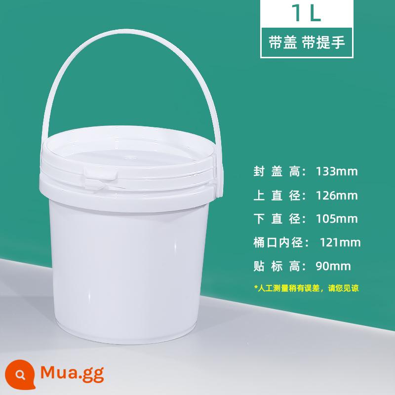 Thực phẩm kín xô nhựa trong suốt xô nhỏ kem bao bì xô có nắp xô đựng bột trái cây xô 5/10L - 1L màu trắng - có tay cầm