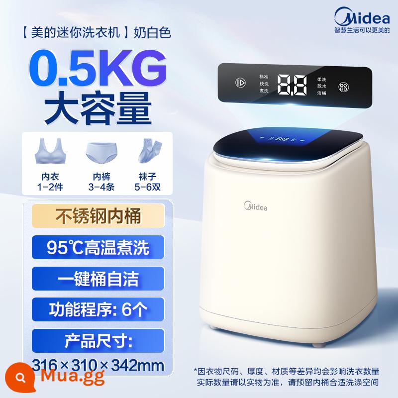 Máy giặt đồ lót Midea hoàn toàn tự động nhỏ đặc biệt máy giặt tất nhiệt độ cao nấu máy giặt mini 227 - Kem trắng-0,5kg