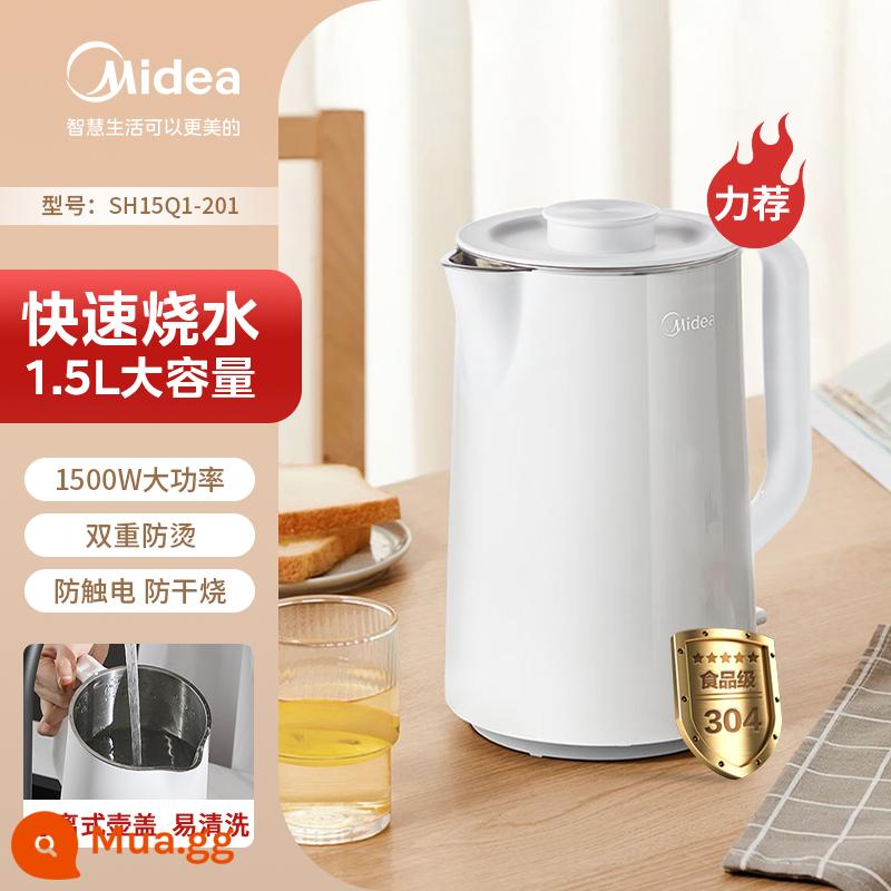 Midea đun sôi nhanh ấm đun nước điện thép không gỉ 304 1.5L ấm đun nước nóng hộ gia đình ấm đun nước 1198 - Ngà voi