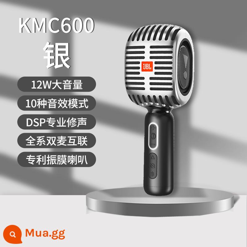 JBL Microphone Âm Thanh Micro Tích Hợp Nhà Đôi Karaoke Không Dây Bluetooth Hát Loa Ngoài Trời Di Động 357 - [Mẫu bán chạy trong cửa hàng] KMC600 Silver [Điều chỉnh bộ trộn cấp độ chính với âm lượng lớn và hiệu ứng âm thanh KTV chân thực]