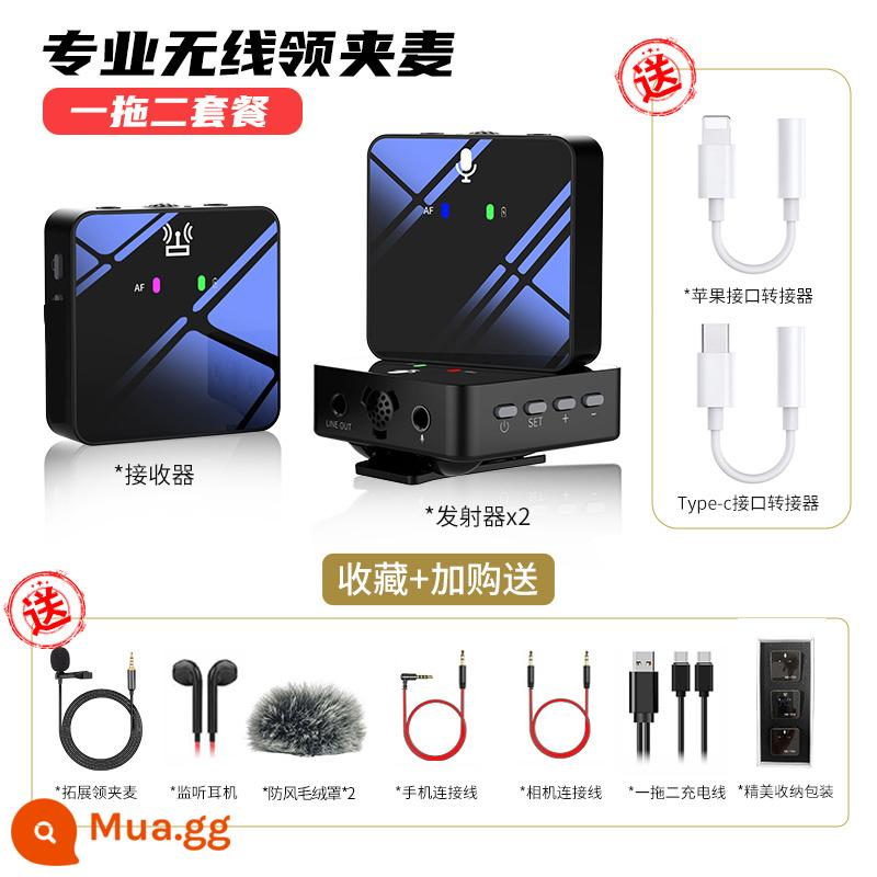 Không Dây Kẹp Cổ Micro Radio Micro Phim Điện Thoại Di Động Ghi Âm Trực Tiếp Thiết Bị Kẹp Cổ Đặc Biệt 285 - [Một đến hai] Radio cực rõ ✅ Giảm tiếng ồn thông minh ✅ Giám sát song phương ✅ type-c + Apple