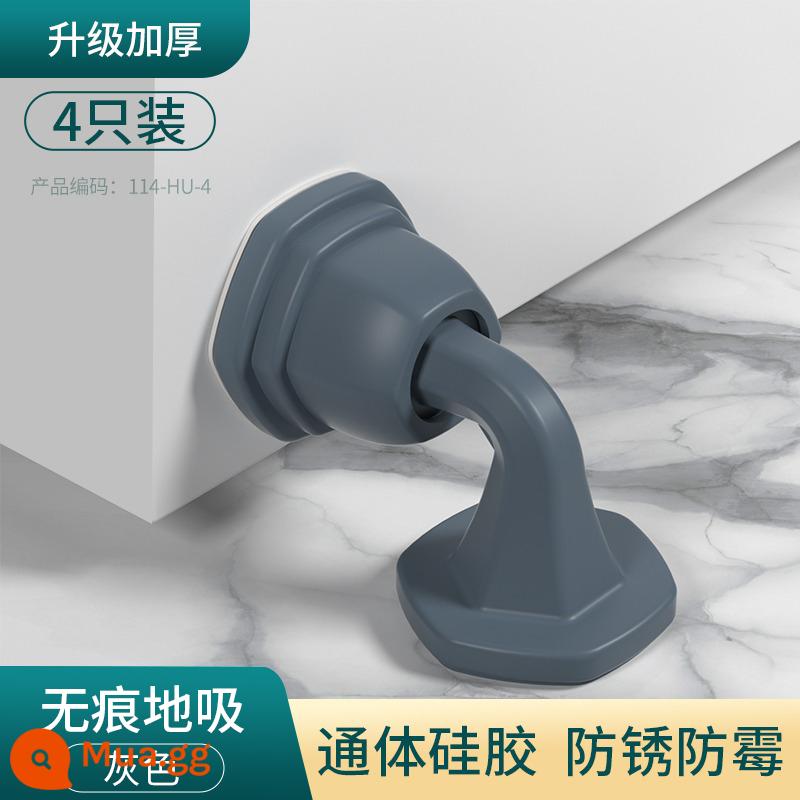 Cửa Hút Giá Rẻ Đấm Cửa Mới Gần Hơn Chống Va Đập Bột Silicone Phòng Vệ Sinh Cửa Cố Định Nhà Im Lặng Hút 1286 - [Hút sàn xám] Gói nâng cấp mới ●4