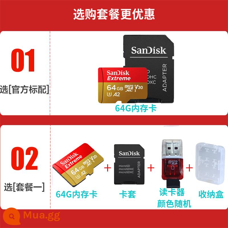 SanDiskSandisk camera hành động máy bay không người lái thẻ nhớ A2 hiệu suất điện thoại di động thẻ TF thẻ micro sd 64G - vàng đỏ