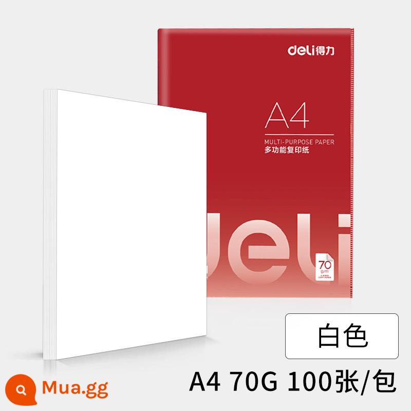 Giấy photocopy màu deli a4 văn phòng sử dụng giấy photocopy hỗn hợp màu đỏ hồng tranh giấy thủ công mẫu giáo với túi đeo vai màu hỗn hợp Giấy nháp giấy A4 [135] - Màu sáng (trắng) -70G