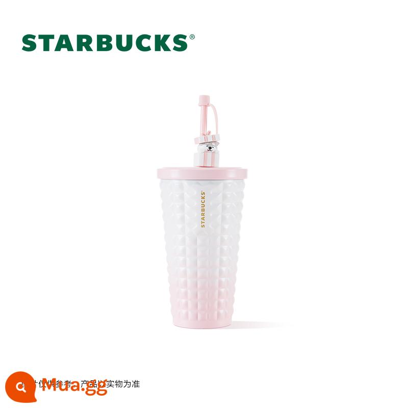 Starbucks Cup Thú Dễ Thương Series Bộ sưu tập Dễ Thương Quà Tặng Giá Trị Cao Mẫu Nam Nữ Học Sinh Cách Nhiệt Cốc Để Bàn Cốc - 570ml Cốc rơm bằng thép không gỉ màu hồng dành cho thú cưng dễ thương