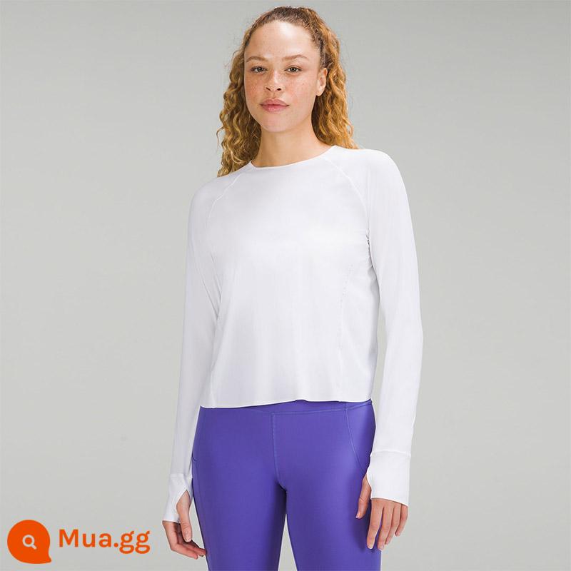 Áo thun nữ dài tay chống tia cực tím *Chạy bộ丨lululemon丨LW3GG7S - Trắng