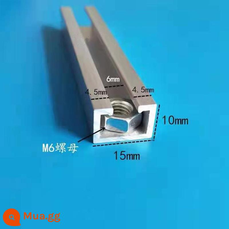 Rãnh hình chữ C hợp kim nhôm hướng dẫn lắp đặt cảm biến đường ray rãnh công tắc quang điện quăn bên trong rãnh chữ U màu đen vật liệu ép đùn nhôm công nghiệp - Tổng chiều rộng 15 khe 6 Giá mỗi mét