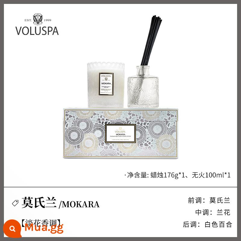 voluspa cứu trợ nhỏ nến thơm hộp quà tặng phòng ngủ hỗ trợ giấc ngủ đi bộ dầu hỏa đèn hương thơm năm mới đám cưới món quà sinh nhật - Mo's Orchid---Hộp quà có hạn