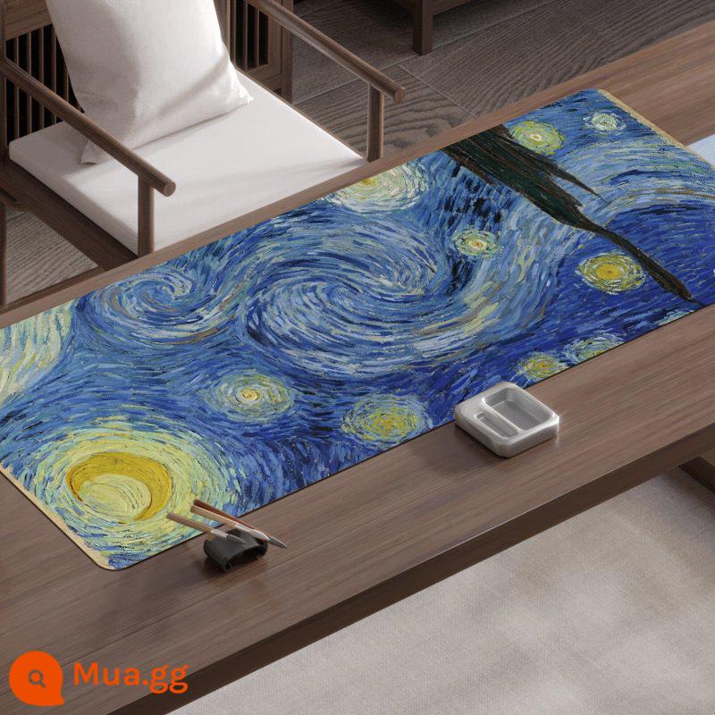 Lanting dãy chuột pad bàn pad dày khóa cạnh bàn phím pad thư pháp viết pad quốc phong thơ và tranh pad chuột - Van Gogh-Đêm đầy sao