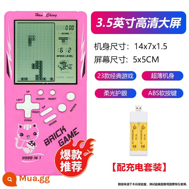 2024 Bảng điều khiển trò chơi Tetris 4.1 inch mới cầm tay 8090 cổ điển retro cổ điển hoài niệm thời thơ ấu của trẻ em phát triển câu đố Tetris cầm tay máy mini món quà nhỏ công nghệ - [50% người dùng lựa chọn] 3,5 inch màu hồng (có bộ sạc) 23 game