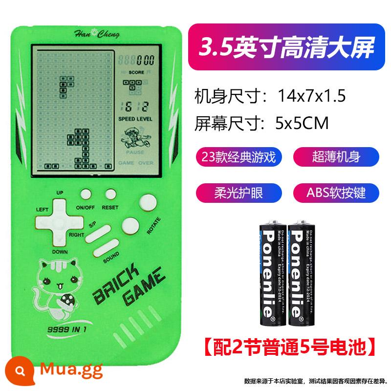 2024 Bảng điều khiển trò chơi Tetris 4.1 inch mới cầm tay 8090 cổ điển retro cổ điển hoài niệm thời thơ ấu của trẻ em phát triển câu đố Tetris cầm tay máy mini món quà nhỏ công nghệ - Xanh 3,5 inch (có 2 pin AA thông thường) 23 game